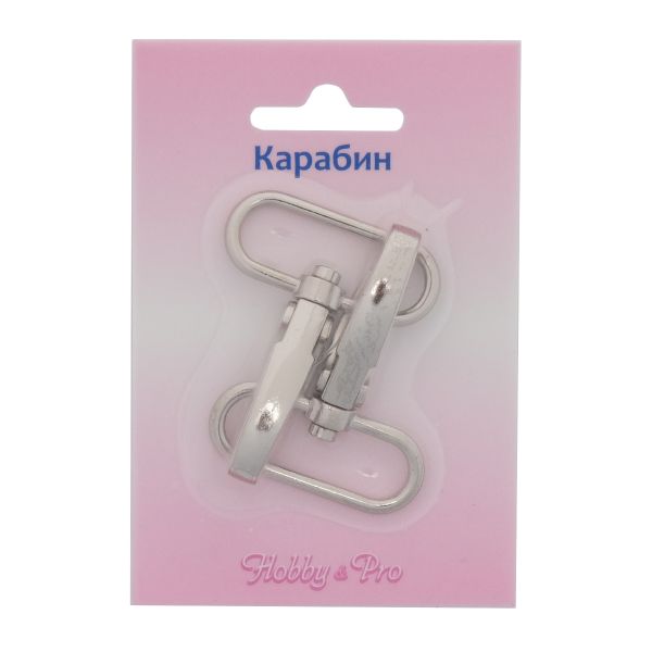 Карабин металл 32.0 мм (48х38 мм), 2 шт, Hobby&Pro, никель