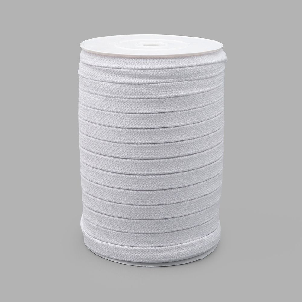 Шнур плоский плетеный х/б ⌀15.0 мм / 75 метров, (ГР) 01 белый, 07-4300