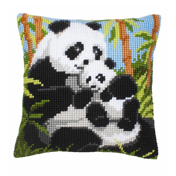 Набор для вышивания нитками Vervaco, подушка Семья панд 40х40см