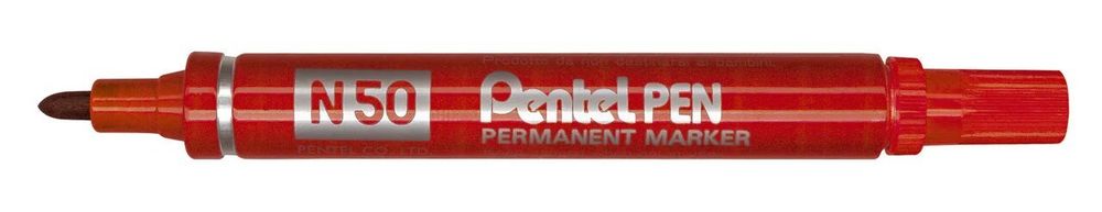Маркер перманентный Pen 4.3 мм, пулевидный 12 шт, N50-BE красный, Pentel