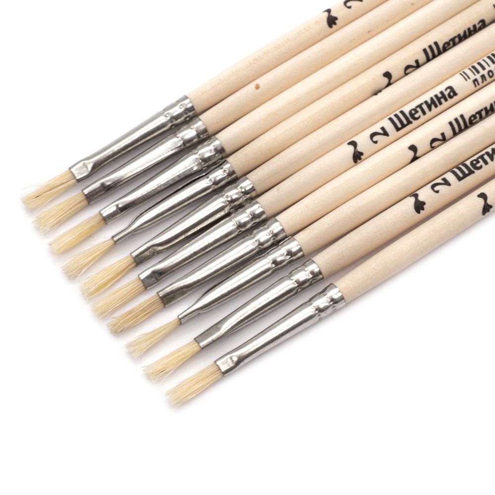 Кисть щетина школьная плоская №2,10 шт