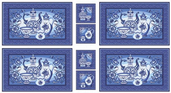 Ткань для пэчворка Peppy Лазурное чудо, рулон 112 см / 5 метров, ЛЧ-03 Панель синий, Peppy