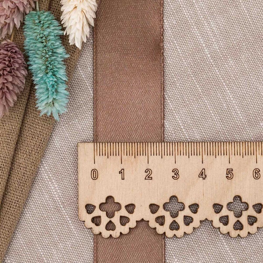 Лента атласная 1-сторонняя 25.0 мм / 22.86±1 метров, 075 серо-коричневый, Globus