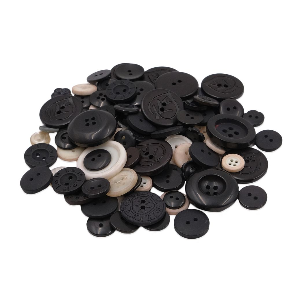 Украшения декоративные пуговицы ассорти Цветовая гамма (CB), 100г (CB113, Черно-белый)