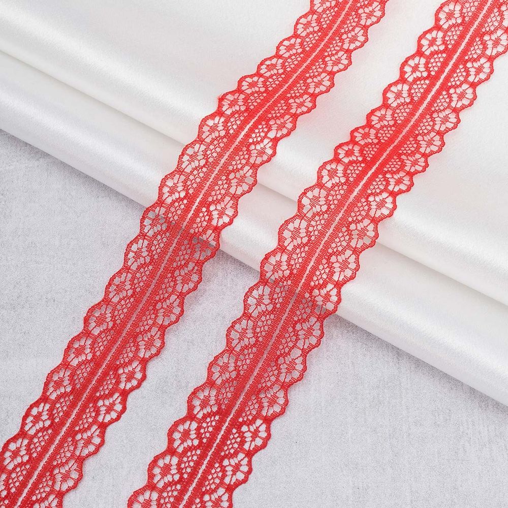 Кружево капроновое 30 мм, / 13.72 метра, 01 красный