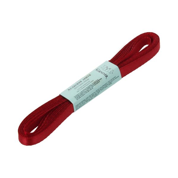 Лента атласная 1-сторонняя 6.0 мм / 10 шт по 5.4 метра, №135 бордовый, Gamma AL-6P