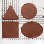 Набор заплаток пришивных из кожи, круг, квадрат, треугольник, овал 8см, с перфорацией, 4 шт (02 светло-коричневый), 9743