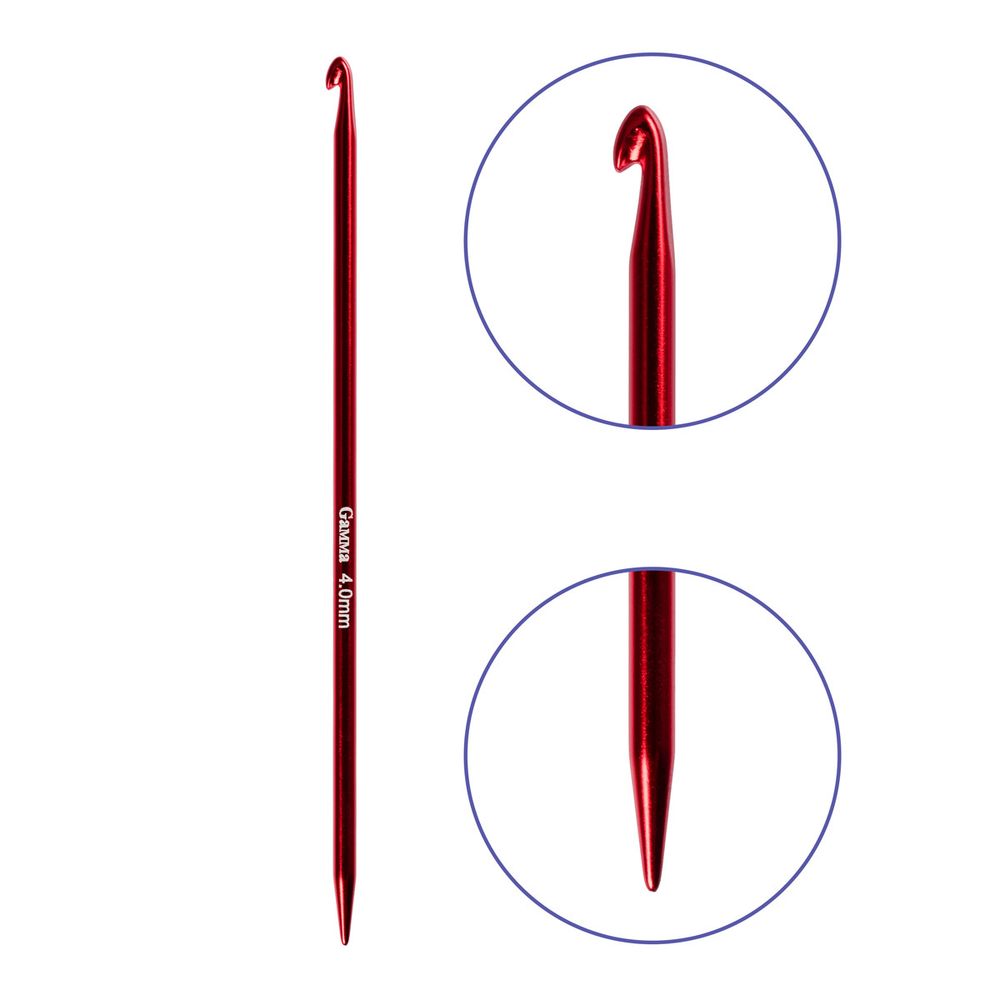 Крючок-спица для вязания ⌀4.0 мм, 15 см, алюминий, Gamma CH-N