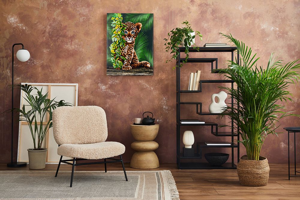 Алмазная (кристальная) мозаика Фрея, на подрамнике Малыш Леопард, 30х40 см