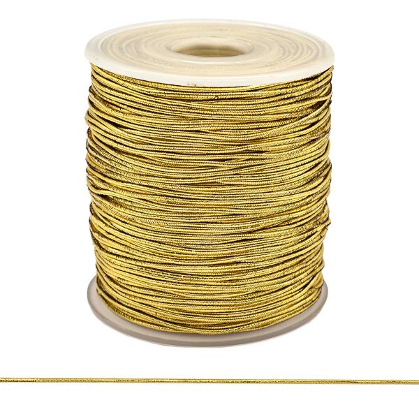 Резинка шляпная (шнур эластичный) ⌀1.0 мм / 100 метров, 0370-6100, металлизированный, светлое золото