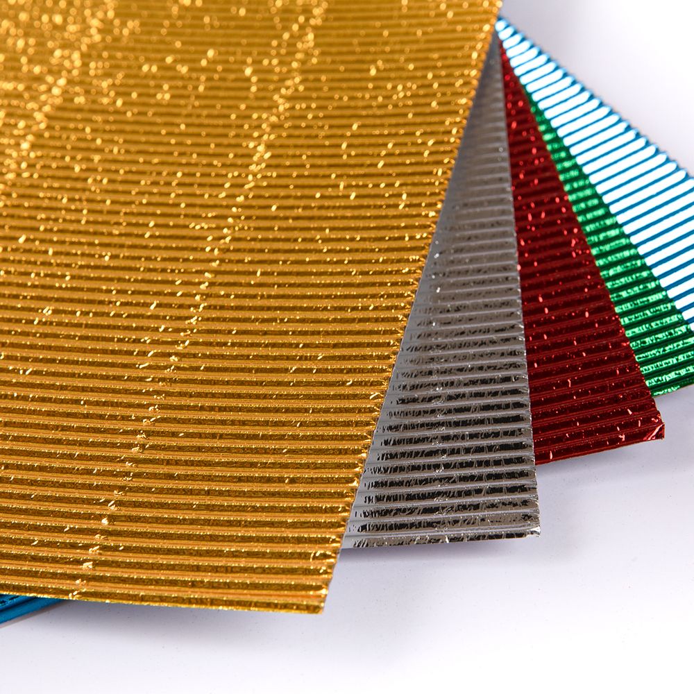 Картон цветной гофрированный, цвета металлик A4 21х29.7 см, 5 л. 5 цв, Лео LPCB-02