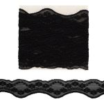 Кружево эластичное (стрейч) 40 мм, 3,4 м, ±4 см, черный