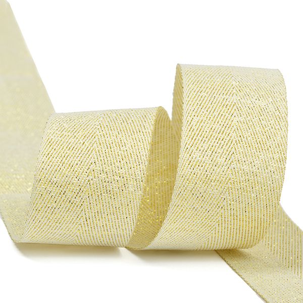 Тесьма (лента) киперная п/э металлизированная 25 мм / 22.85 метра, S099 желтый