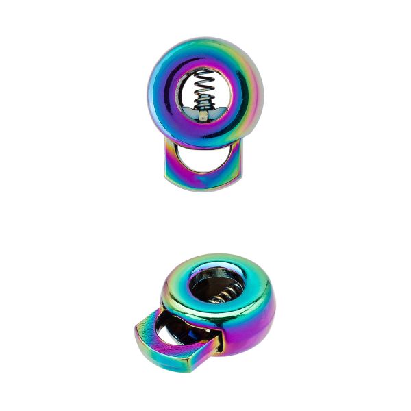 Фиксатор (зажим) для шнура металл 1 отв., ⌀4х6 мм (15х20 мм), голубая радуга цв.43, ГХН14389, 10 шт