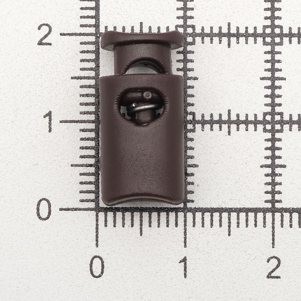 Фиксатор (зажим) для шнура пластик 1 отв., ⌀4.5 мм, 19х9 мм, цилиндр, ПП, коричневый, 100 шт