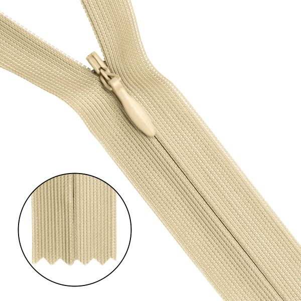 Молния потайная (скрытая) Т3 (3 мм) 1 зам., н/раз., 50 см, горчич, 31310 / 50, 10 шт
