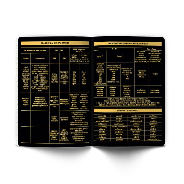 Тетрадь со справочным материалом Золотая коллекция, тиснение золотой фольгой, A5+ 48 л. на скобе 65 г/м², белизна 100 %, 10 шт, линия, 01329 Золотая коллекция Русский язык, Светоч Т146