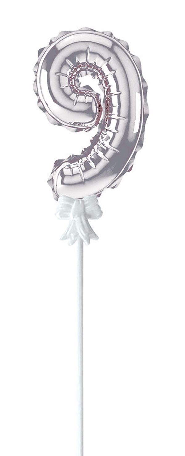 Шар самодув Цифра, 5 шт, 9, серебряная, Boomzee FBZ-04