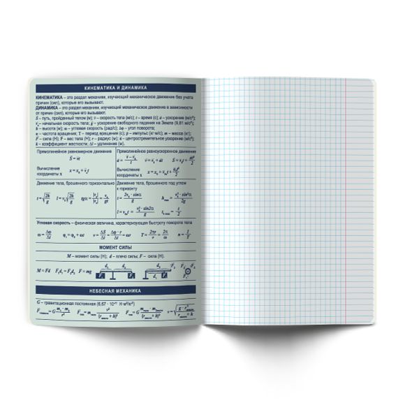 Тетрадь со справочным материалом Лёгким почерком, софт-тач ламинация, A5 48 л. на скобе 65 г/м², белизна 100% 10 шт, клетка, 01841 Лёгким почерком Физика, Светоч Т284