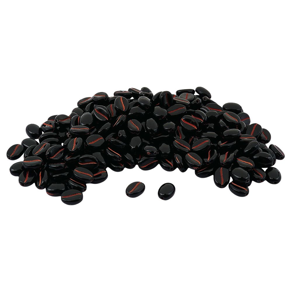 Бусины пластик 10х5 мм, 50 г, кофейное зерно, 2 черное+медь, Astra&Craft, 7541