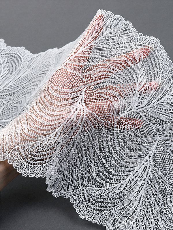 Кружево бельевое эластичное 215 мм / 2.7 м, 3517, цв.004 белый, Kruzhevo