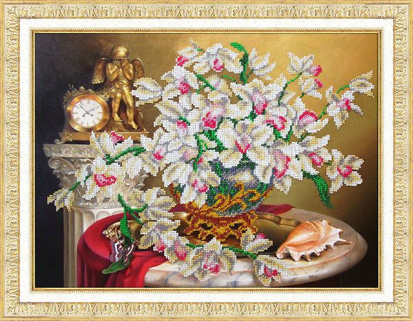 Набор для вышивания бисером Паутинка, Орхидеи 38х28 см