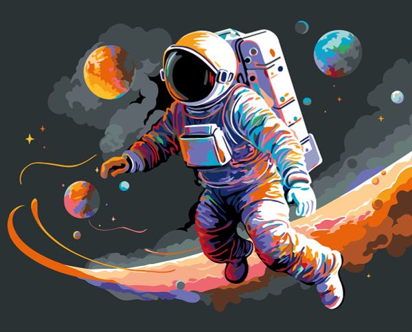 Картина по номерам Фрея PNB/PLB-287, Разноцветный космос, (эффект черного холста) 50х40 см