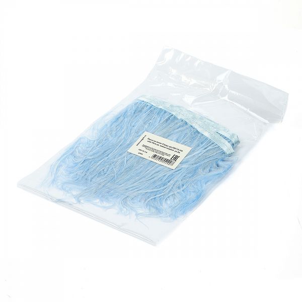 Перья на ленте Страус 15 см, FBY-15-114, цв. нежно-голубой, 2м