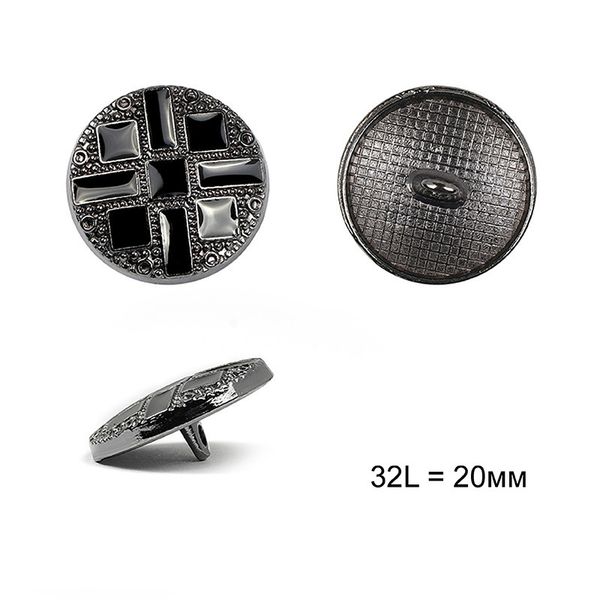 Пуговицы на ножке металл С-ME329 цв.т.никель 32L-20мм, 12 шт