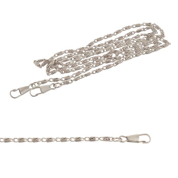 Цепочка для сумки с карабинами металл 1200мм толщ.3,5мм цв.никель, уп.5 шт