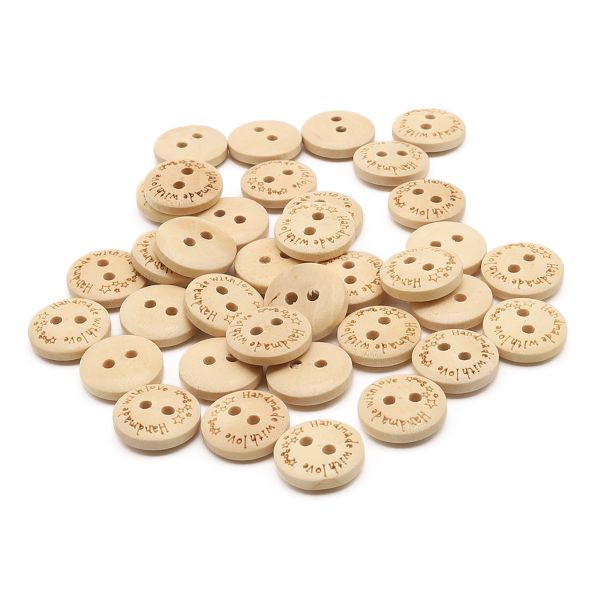 Пуговицы на 2 прокола Handmade 20L (12,5мм), дерево (Milk (молочный)), W21, 36 шт