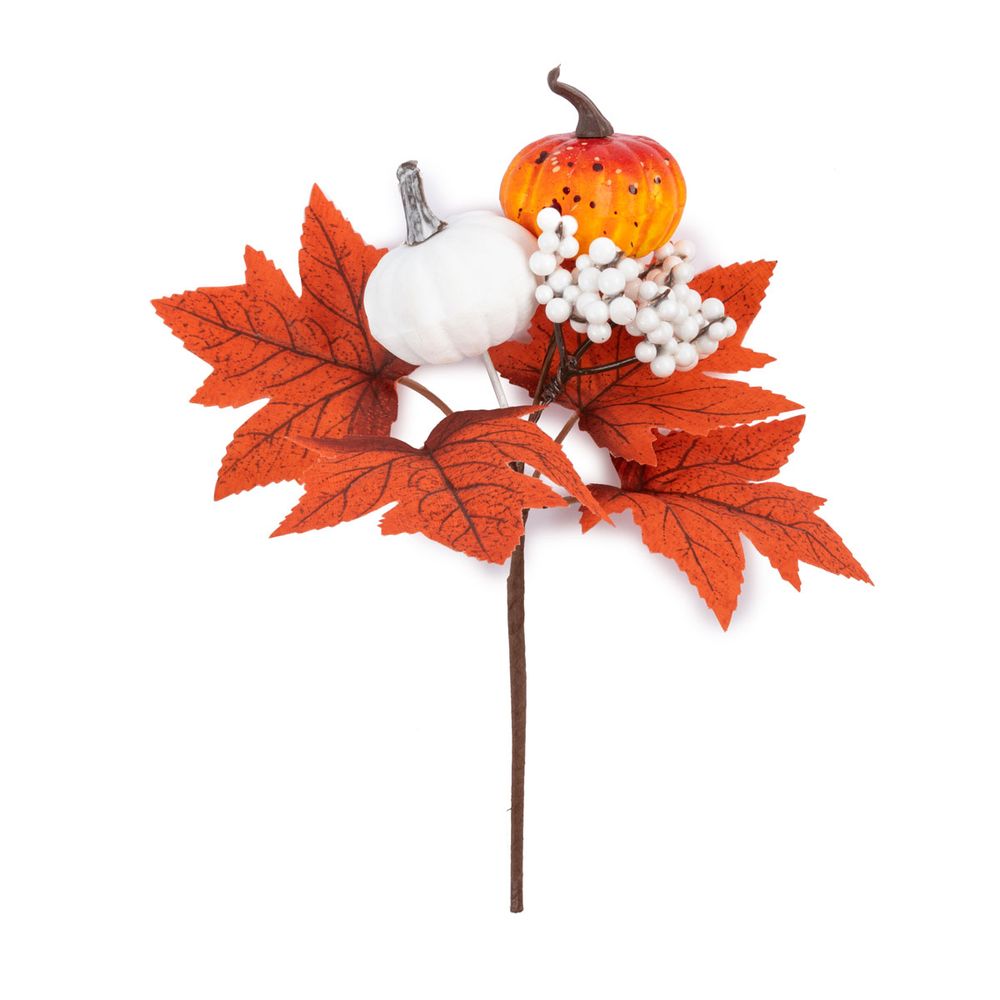 Веточка декоративная осенняя с ягодами и тыквами 25 см, 3 шт, 01, Blumentag