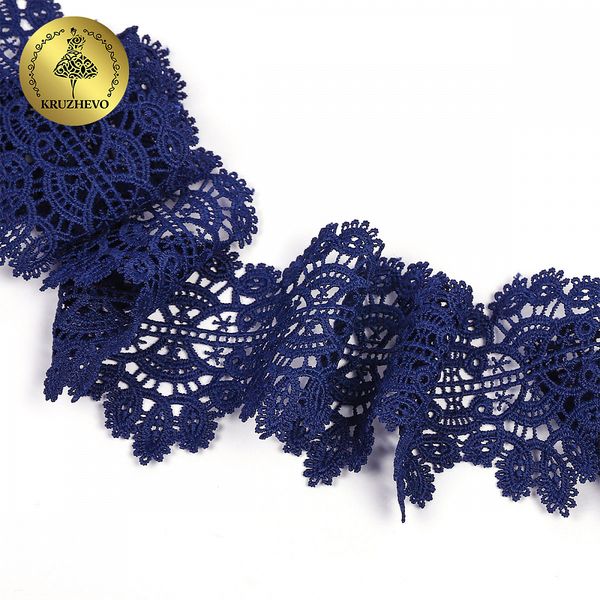 Кружево гипюр (плетёное) 70 мм / 13.71 метров, TBY.SUN.11, цв.F330 темно-синий
