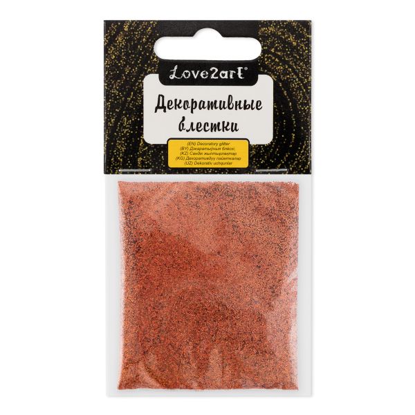 Блестки декоративные 0.2 мм, 25 г (5х5 г), 4.5 мл, 30 красный с оранжевым отливом/red with orange tint, Love2art GLI-01