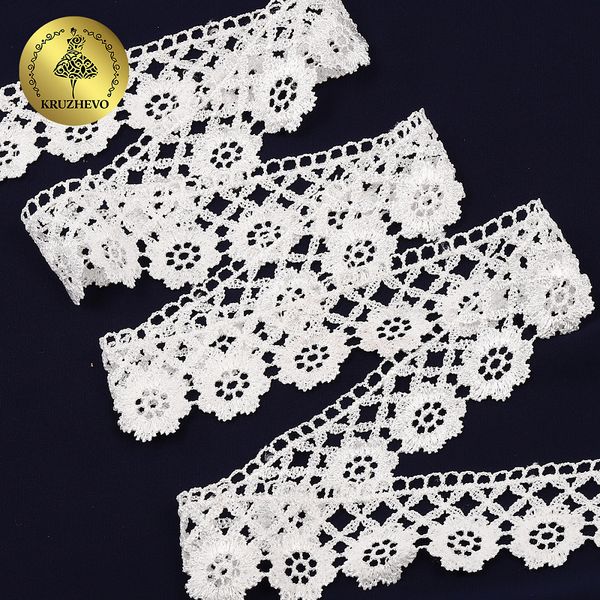 Кружево гипюр (плетёное) 40 мм, TBY.C01328S, теплый белый, 13.71м, Kruzhevo