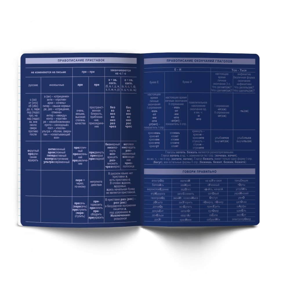 Тетрадь со справочным материалом Золотые главы, тисн.золот.фольгой, A5 48 л. на скобе 65 г/м², белизна 100% 10 шт линия, 01858 Золотые главы Русский язык, Светоч Т287