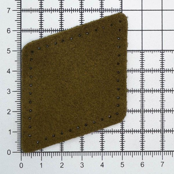 Заплатки пришивные из замши, ромб 6х8,4см с перфорацией, 2 шт, 100% кожа, 33 хаки, 59115