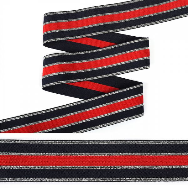 Резинка декоративная 40.0 мм / 3±0.5 метра, арт.ET20.044002, цв.синий/красный