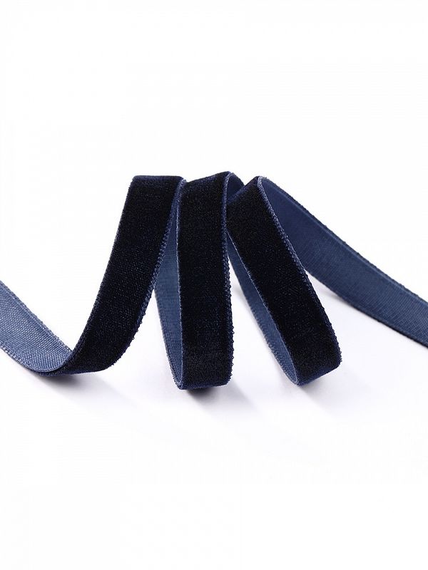 Лента бархатная (тесьма) 10.0 мм / 22.86±1 метров, арт.10VR54 нейлон цв.т.синий