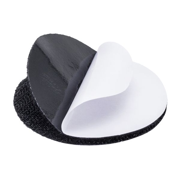 Лента контактная липучка (велкро) клеевая круг ⌀60 мм, 10 пар, черный, 6131-2080