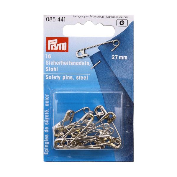 Булавки английские, сталь 0 серебр.цв. 27 мм, Prym