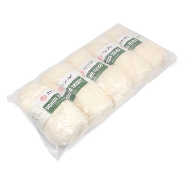 Пряжа YarnArt (ЯрнАрт) Mohair trendy / уп.5 мот. по 100 г, 220м, 101 белый