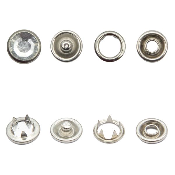 Кнопка рубашечная (джерси) акрилик ⌀9.5 мм, ≈72 шт, МЕТАЛЛ, прозрачный страз/никель, NEW STAR