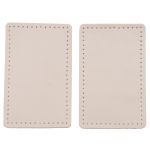 Заплатки пришивные из кожи, прямоугольник 6х9,6см с перфорацией, 2 шт, 100% кожа, 06 бежевый, 9113