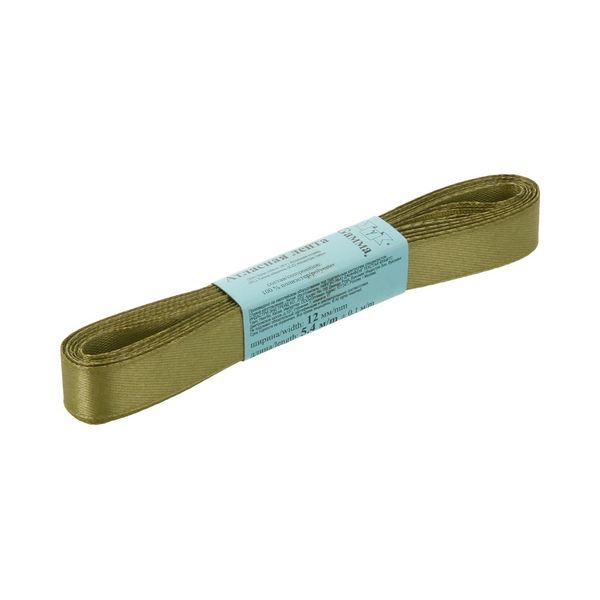 Лента атласная 1-сторонняя 12.0 мм / 10 шт по 5.4 метра, №130 хаки, Gamma AL-12P