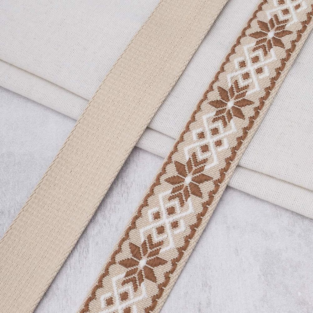 Стропа (ременная лента) 38 мм / 45.72 метра, [34.05 г/пог.м], с принтом 1-сторонняя, T0741 бежевый/коричневый, 3Al359