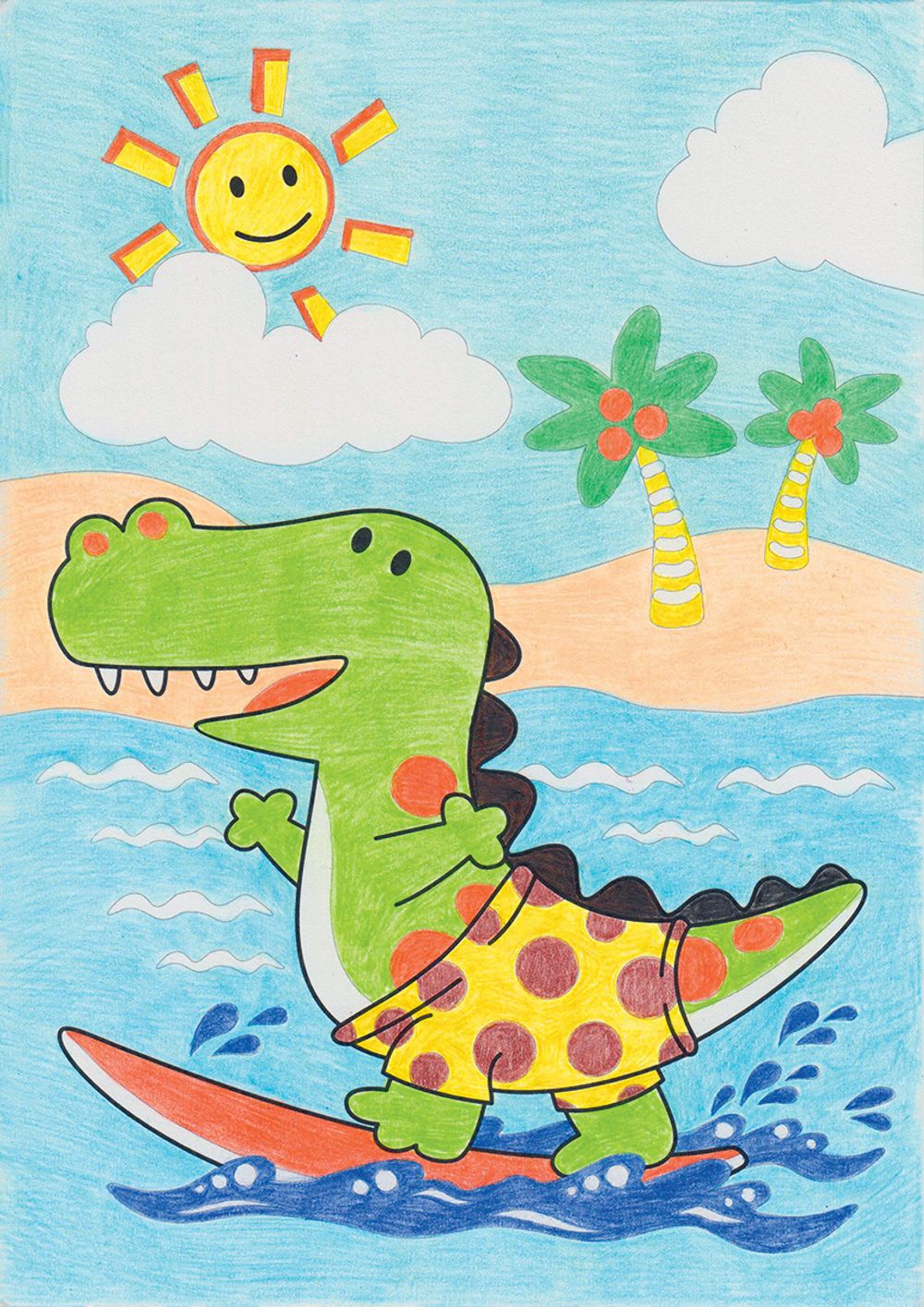 Картина по номерам Фрея, Крокодильчик на море 29.5х20.5 см