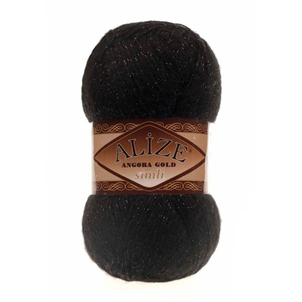 Пряжа Alize (Ализе) Angora Gold Simli / уп.5 мот. по 100 г, 500м, 060 черный A