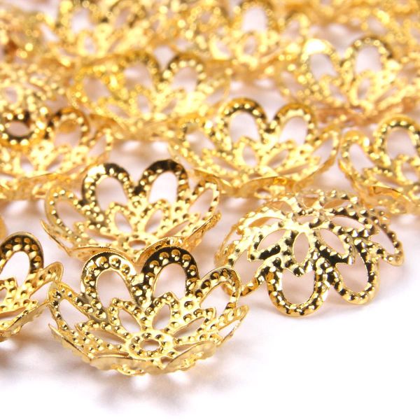 Шапочка для бусин, d-12 мм, 30 шт/уп, золото