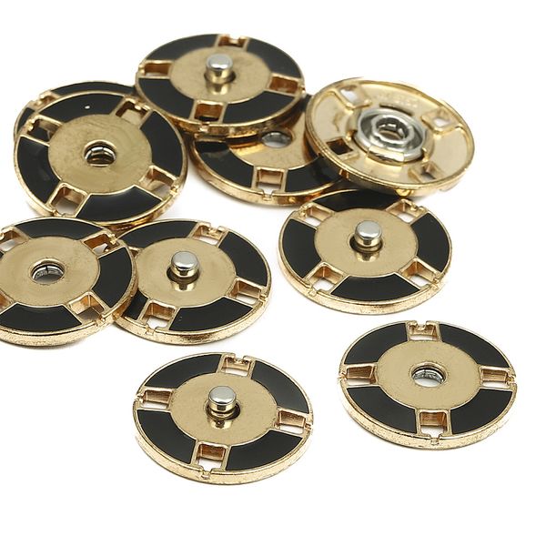 Кнопка пришивная металл ⌀21.0 мм, цв.золото/черный, уп.50 шт, TBY